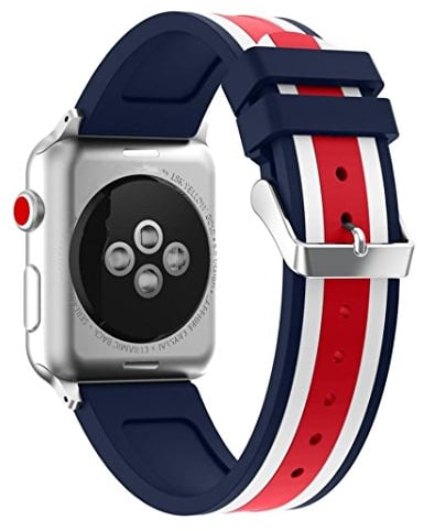 AISPORTS Compatible con Apple Watch Correa 45mm 44mm 42mm Silicona, iWatch Series 7/6/5/4/3 Correa Mujer Hombre Pulsera Correa de Repuesto para 42mm/44mm/45mm Apple Watch Series 7/6/5/4/3/2/ 1/SE