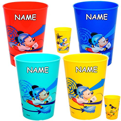 alles-meine.de GmbH 1 Stück 3 in 1 - Trinkbecher/Zahnputzbecher/Malbecher - Becher - - Mickey Mouse - Donald Duck & Pluto - inkl. Name - 250 ml - Trinkglas aus Kunststo..