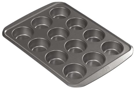 Tala Muffin Tins for Baking 12 Deep - Non Stick Yorkshire Pudding Tray, Muffin Tray, Cupcake Tin, and Baking Tray for Tarts & Mince Pies - Carbon Steel, Dishwasher & Freezer Safe - 20cm, Grey