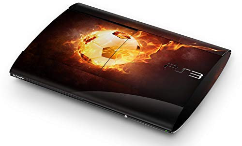 Skins4u Aufkleber Design Schutzfolie Vinyl Skin kompatibel mit Sony PS3 Playstation 3 Super Slim Brennender Fussball