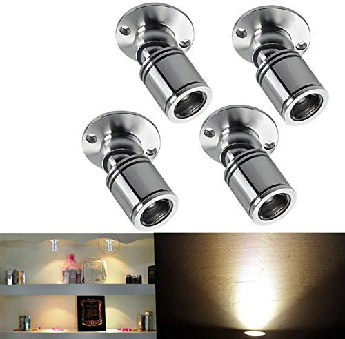 Audor LED Einbaustrahler Set 4er, Schwenkbar Deckenstrahler Mini Einbauleuchte Aluminium Spots LED Set Warmweiß für Weinschrank/Schrank/Küche/Wohnzimmer - Silber [Energieklasse A+++]