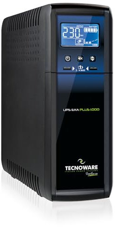 Tecnoware Power Systems - UPS EXA PLUS 1000, Protezione Blackout per PC, MAC e Console Gaming, Silenzioso, AVR, USB, Autonomia 10min PC Gaming-30min Console Gaming, 1000VA, Pronto all'uso