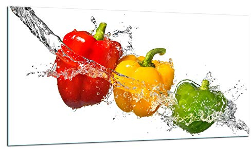 TMK - Plaque de protection en verre pour plaque de cuisson - 90 x 52 cm - Protection contre les éclaboussures - Plaque en verre - Décoration pour planche à découper - Blanc paprika