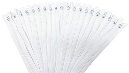 E-Goal 20 pezzi 60 cm sarto cucito nylon bobina chiusa cerniera sottile (bianco)