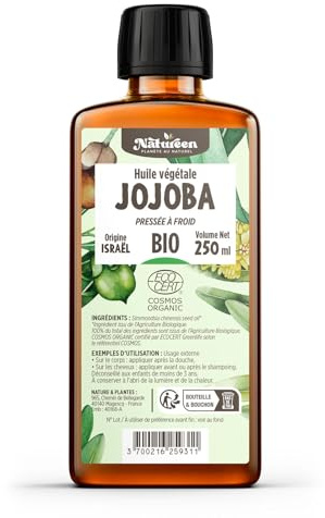 Huile de JOJOBA Bio 250 ml - Cosmos Organic - Planète au Naturel - Pure, Naturelle et Pressée à froid - Cheveux, Corps, Peau