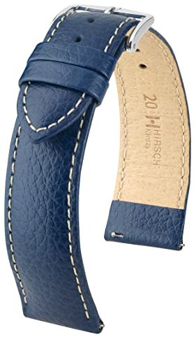 HIRSCH Unisex Uhrenarmband Büffel Style Modell Kansas 20 mm Blau/Ivory