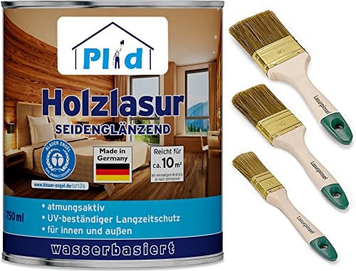 PLID® Holzlasur Innen & Aussen Grau 0,75L - Holzschutzlasur Außen mit UV beständigem Langzeitschutz- Grundierung Holz Außen - Holzschutzgel - Holz Lasur atmungsaktiv - Made in Germany Set