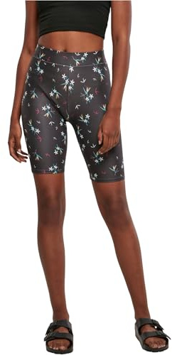 Urban Classics Damen Radlerhose Ladies Soft AOP Cycle Shorts, Farbe blackfloret, Größe S