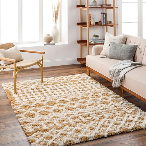 Livabliss Nour Dubai Shaggy Rug, Living Room, Bedroom – 200x290 cm, Ivory