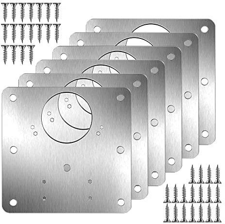 Placa de Reparación de Bisagras,6 pcs Acero Inoxidable Placas de Soportes de Reparación Hinge Repair Plate Bisagras Puertas Cocina Chapa Perforada, para Gabinete,Muebles,Cajón,Ventana