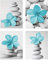 Genius Decor Blaue Bilder für Badezimmer, Dekoration, Zen-Blumen und Kieselstein, zeitgenössische Kunstdrucke auf Leinwand, entspannende Drucke, 4 Stück (blau, 20,3 x 25,4 cm)