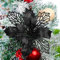 Yueshop 10 PCS Christmas Flowers Large (15CM) Poinsettia Glitter Flower Christmas Tree Hanging Party Xmas Decor(Black)