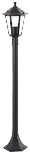 Lightbox spritzwassergeschützte Wegelampe - Standleuchte für Außen - 1 x E27 max. 40W - für den Garten - aus Metall/Glas - in Schwarz - 1m Höhe