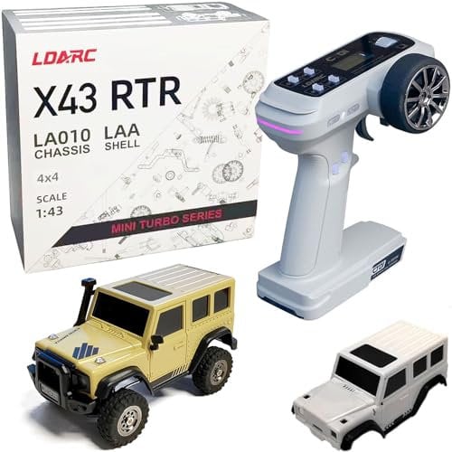 LDARC Mini RC Crawler 1:43 4WD All Terrain RC Rock Truck Ideal Für Raupenfahrzeug-Enthusiasten 2.4Ghz Maßstab Ferngesteuertes Auto Modell Kommt Mit DIY Weißer Karosserie (Wüstengelb)