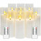 MozkeTo19 Flickering Flameless Candles, Battery Operated with Remote and 2/4/6/8 H Timer, Pack of 9 (D2.3 xH 5 6 7) with Realistic Moving Wick Candles for Home Decor (White)