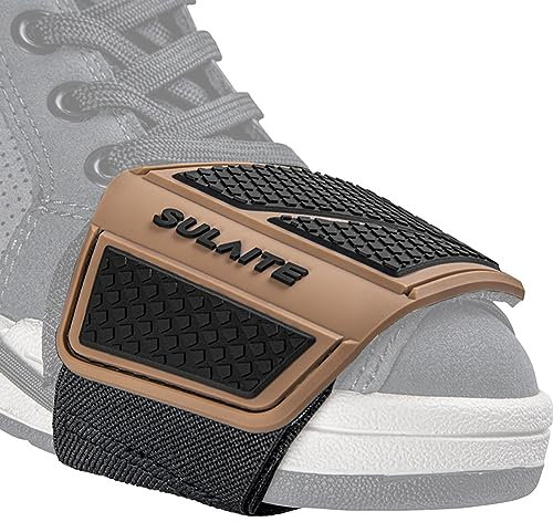 AMZLORD Motorrad Schuhe Schaltschutz, Motorrad Gangschaltung Gummi Schuhschutz mit Einstellbarem elastischem Band, Universal Motorrad Schaltpad Schuhschutz Pads Schaltabdeckung (Braun)