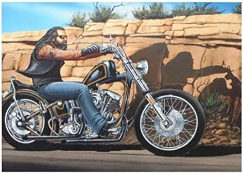 BOBSLA Poster David Mann Ghost Rider Wandkunst, Wandmontage, Wandbild, Comic Book Art, Wohnzimmer, Schlafzimmer, 50x70 cm, Schwarz, Cartoon, Indoor, Gebürstet