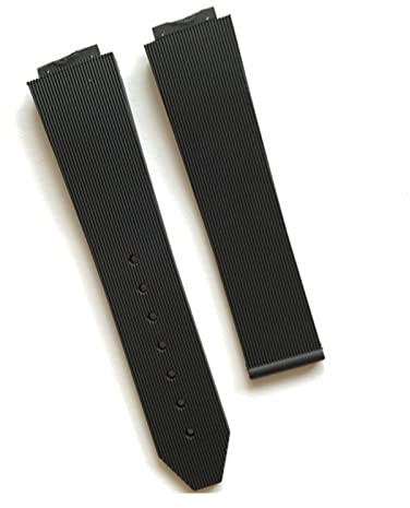 TEMKIN Uhrenarmband for Hublot weibliche Frauen Gummiband wasserdichtes Silikon Uhrenarmband 15 * 21 mm Band 18 mm Logo auf Riemen Schmetterlingsschnalle (Color : Black strap, Size : Without buckle)