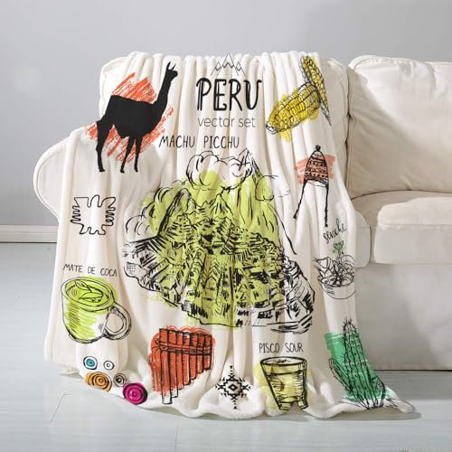 SHAARI Kuscheldecke flauschigsuper weich Flanell Wohndecke,Inka-Symbol Peruanische Kultur typische Splash-Farbe abstraktes EssenTagesdecke, Sofadecke & Überwurf Decke Sofa & Couch130x150cm