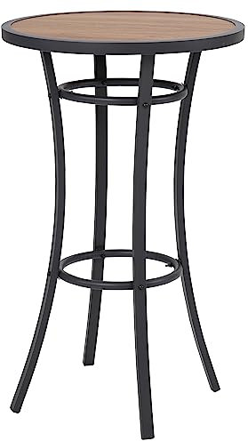 Naga Bahna Bistrotisch für den Außenbereich, 101,6 cm, Terrassentisch, Bistro-Esstisch, Kneipentisch mit holzähnlicher Tischplatte und Metallrahmen