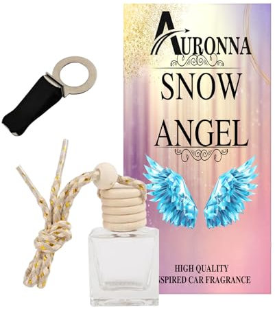 Auronna Car Air Freshener Snow Angel Hanging Car Diffuser For Men & Women - Wooden Cap & Cube Bottle With 8ml Filling (Snow Angel)