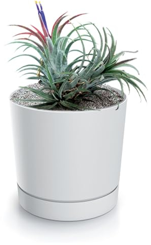 magubo Blumentopf mit Untersetzer, Übertöpfe für Zimmerpflanzen, Pflanzkübel, Übertopf Groß, 20 cm Durchmesser, Elegantes Design für Innen- und Außenbereich (Weiß, 200)