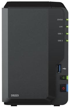 Synology Soluzione NAS DS223 da 32 TB a 2 alloggiamenti installata con 2 x 16 unità HAT3300
