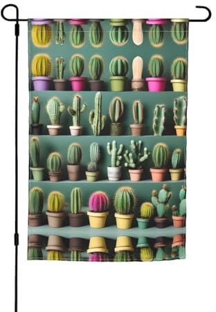 Viele Kaktus-Kunst-Gartenflaggen für draußen, kleine saisonale Outdoor-Dekoration für Jahrestag, Hochzeit, Bauernhaus, Urlaub