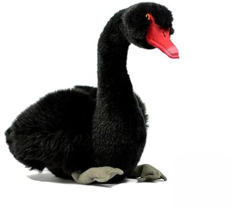 lilizzhoumax Schwarzer Schwan plüschtier 23cm/9”, Simuliertes Tier Kawaii Schwarzer Schwan Plüsch, Realistische Vogel Spielzeug für Wilde Tiere, Geschenk für Freunde und Kinder pelziges Stofftier