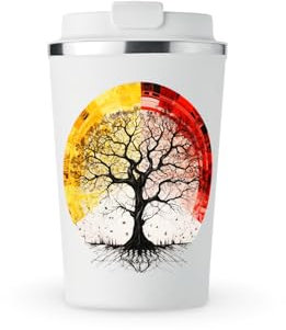 MAXIKIWI - Taza aislada de acero inoxidable de doble pared, a prueba de fugas, vaso de viaje para café o té con tapa, mantiene las bebidas calientes y frías, nativo americano, 350 ml