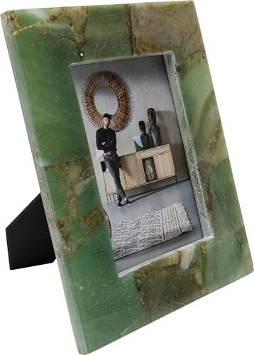 Kare Cadre photo design Agate Francis - Vert - Cadre décoratif en pierre d'agate - Avant en verre - Fait à la main - Unique - 25 x 20 cm (L x l)