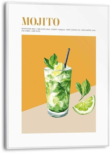 REINDERS Gerahmtes Bild, Mojito, Küche, Poster, Wanddeko, Room Decor, MDF, Gelb, 40x30cm