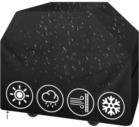 NAKIHOUSE Grillabdeckung Wetterfest 210D Oxford-Stoff BBQ Grill Abdeckhaube, atmungsaktiv UV- & wasserbeständig, Schutz for Wind & Wetter Gasgrill Grillabdeckung, 147 x 61 x 122cm