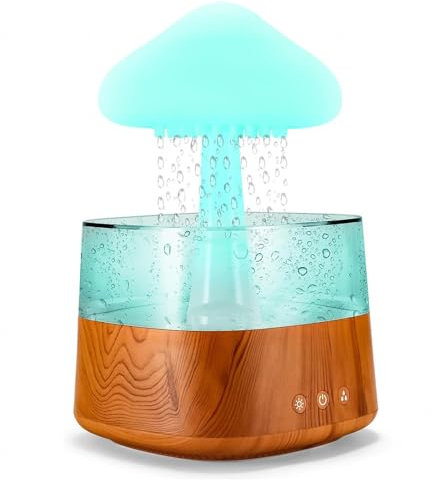 TYBEITAO Gloomie Raining Cloud Humidifier, 450ml,Timing Function 7 Colors Night Light Diffuser Rain Cloud Humidifier Oil Diffuser, Suitable for Home,WoodColor