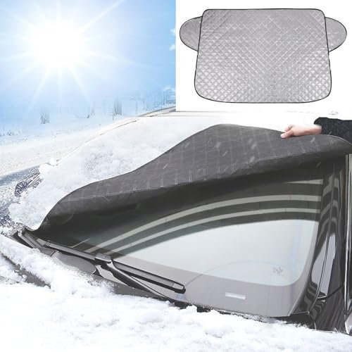 AMSNINK Frontscheibenabdeckung Winter, Abdeckplane Auto für Schnee, EIS und UV-Schutz, Ultra-dick, Strapazierfähig, Wasserdicht, Universell Passend für Autos und SUVs, Auto Winter Zubehör