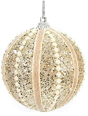 MERRIYARD Weihnachtsschmuck, 8 cm/3,15 Zoll Weihnachtskugel-Ornamente, 1 Stück Glitzer-Pailletten, Perlenschaum, bruchsichere Weihnachtskugeln, Neujahrs-Ornamente(Champagne)