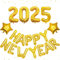 Silvester Deko 2025 Happy New Year Girlande Gold, Folienballons, Neujahr Party Deko, Neujahrsdeko