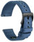 WOCCI 24mm Segeltuchstoff Uhrenarmband, Schnellverschluss, Ersatzband, Schwarze Schnalle (Leichter Denim)