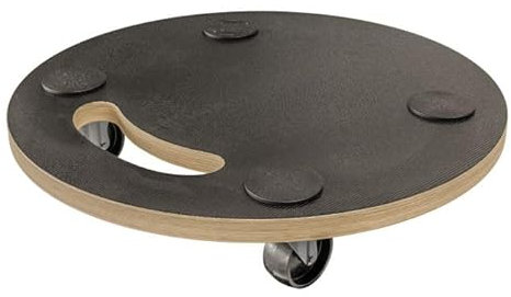 Amig - Transportplattform mit Rädern | Runder Rollständer | 4 rutschfeste Matten | Ø30 cm | Max. Belastung: 100 kg | 4 Räder: 2 mit Bremse | Sperrholz | FSC-Zertifiziert | Schwarz
