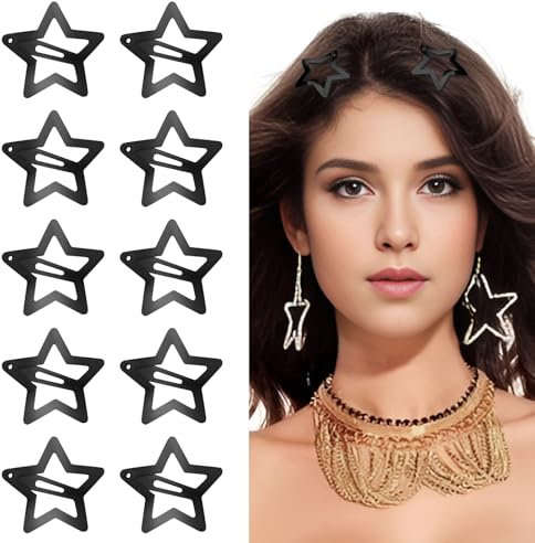 WLLHYF 10 fermagli per capelli in metallo a forma di stella, color argento, graziosi, piccoli, antiscivolo, con stelle, per bambini, ragazze, donne, forcine per capelli, accessori per capelli a forma