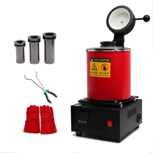 Four De Fusion À Induction Numérique, Four À Fond en Or, 110 / 220V, avec Crucible en Graphite (3Kg), 1150 ℃ / 2102 ℉ pour l'or, l'argent, Le Cuivre,110v