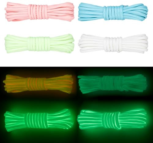 SOFPLATE 66 Fuß/20 m 4 Farben Im Dunkeln Leuchtendes Paracord Fallschirmschnur Armband Set 4mm Polyester Multifunktional Leuchtend Survival Kletter Paracords Schlüsselband Seil Zum Wandern DIY Bastel