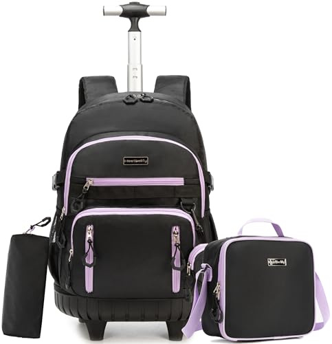 HTgroce Schulranzen Trolley Mädchen Teenager Kinder Schulranzen Mit Rollen Rucksack Schulrucksack Trolley Schultrolley Reisetasche mit Rollen
