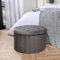 OHS Extra Large Round Ottoman Storage Box, Matte Velvet Stylish Storage Ottoman Footrest with Hidden Storage For Living Room Bedroom or Entryway, Charcoal