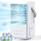 Aire acondicionado portátil, unidad de aire acondicionado portátil 4 en 1 con 3 velocidades, 2 niebla, ventilador de refrigeración oscilante de 90° con temporizador de 7 colores nocturnos, aire