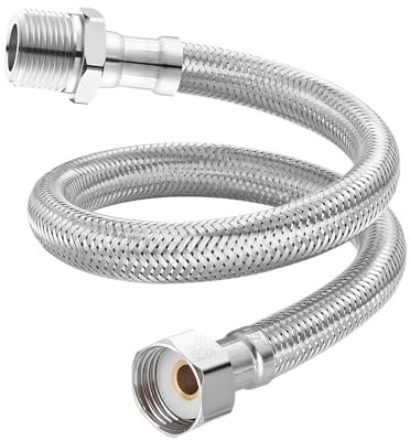 Qrity 1 Pièces Tuyau De Raccordement Flexible, G1/2 Femelle x G1/2 Mâle Tuyau Tressé en Acier Inoxydable pour Mitigeur Cuisine Robinet Lavabo, 30 cm