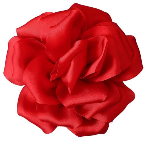 Ymapinc Red Rose Hair Clip Brooches for Women,Flower Brooches for Women Fabric Flowers for Dresses Large Hair Accessories Flower Pins for Clothes
