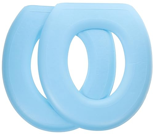 PERSELOSO 2 Stück Eva Toilettenauflage mit Klobrille Bezug Waschbar Wiederverwendbar Blau Gepolstert für Wc Sitz und Badezimmer