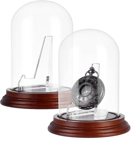 PH PandaHall 2 Stück Große Uhrenglas Displaykuppel Dekorative Uhrenvitrine Für Taschenuhren Medaillen Sammlerstücke Fotos Ornamente