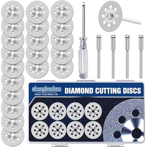 shengbenhao 20PCS 545 Diamond Cutting wheel for Dremel Rotary Tool - 30MM | Cutting Discs with 3mm Mandrel for cutting Stone, Glass, Ceramic, Marble